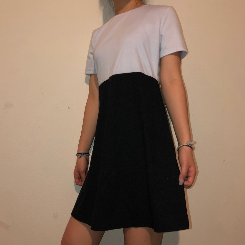 Half Black White One Piece Dress